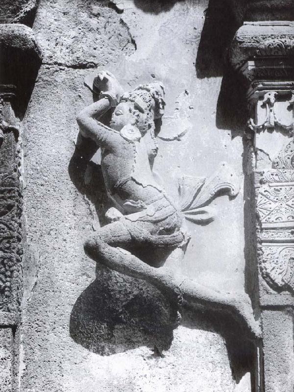 unknow artist Durga and the demon.  Mahisasaramardini-cave Mahabalipuram France oil painting art